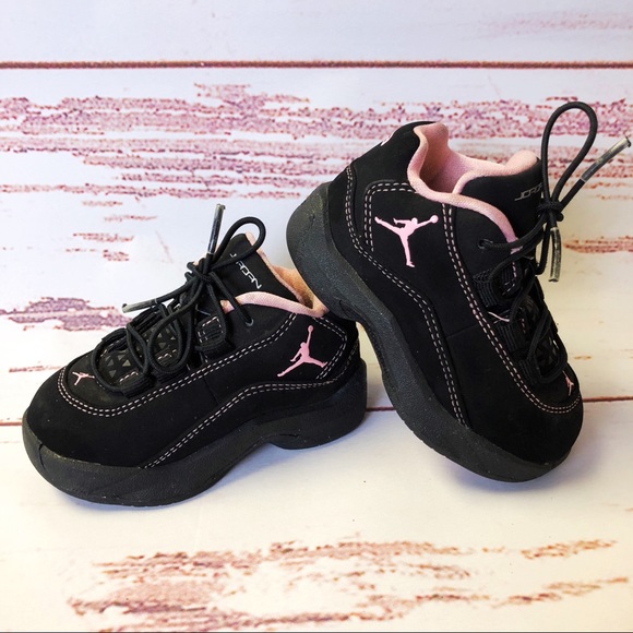 pink and black infant jordans